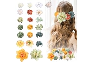 HNCOWPTU 21 Stück Blumen Haarspangen Bohemian Haarclip Mehrfarbig Rosen Haarnadeln Haarschmuck für Strandparty, Braut, Hochzeit, Event Dekoration (Gelbgrün)