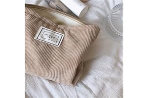 FBARTL Kosmetiktasche Cord-Kosmetiktasche Massivfarbe Waschbeutel Tuch Tasche Clutch Reise Makeup Lagerung Organizer Mädchen Schönheitsfall (Color : Khaki, Size : 27x18x5cm)