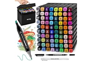 YAWAHOME 80 Colors Alcohol Markers Set, Dual Tip Art Pens, Alcohol-Based Marker for Kids & Adult Coloring, Drawing, Sketching, Vibrant No Bleeding Marker for Artists, Illustration Gifts