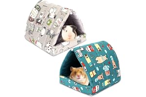 UPINS 2 Pack 9.8 inches Guinea Pig Bed, Guinea Pig Hideout Washable Small Animal House Cage Accessories for Dwarf Rabbits Chinchillas Hamsters Hedgehogs Ferrets Bearded Dragons and Rats