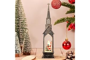 Weihnachts Schneekugel Laterne Victop LED Weihnachtslaterne Weihnachtsmann Dekoration mit Funkelnder Kristall um Wasser, Junge Mädchen Geschenk für Weihnachtsfeier, Tischplatte, Heimdekoration (C)