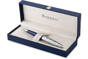 Waterman Carene penna a sfera | Laccatura blu e metallo | Cappuccio cesellato | Inchiostro blu | Confezione regalo