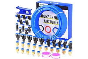 TAILONZ PNEUMATIC Bleu 6mm OD 4mm ID Polyuréthane PU Tuyau d'air Kit de tuyaux 32 mètres 100ft
