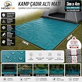 Hobifix Kamp &Ccedil;adır Altı Matı 3m x 4m 10 mt ip hediyeli Haki yeşil | Su Ge&ccedil;irmez Y&uuml;zey, UV Korumalı, Hafif ve Katlanabilir, 12