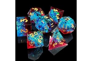 ORUZA 7 Stück Polyedrische Würfel Set DND Würfel D4 D6 D8 D10 D% D12 D20 Handgefertigt Kunstharz Würfel für Dungeons and Dragons RPG MTG Pathfinder Rollenspiele Spielwürfel