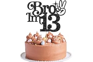 Gyufise 1Pc Brother I'm 13 Cake Topper Glitter Happy 13th Birthday Cake Pick Bro I'm 13 Cake Decoration It's My 13th Birthday Decorations for Boys Cheers to 13 Years Old Birthday Party Supplies Black