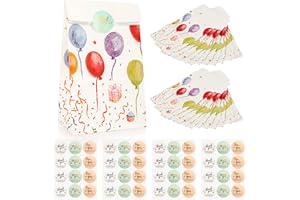 YOFADCI Sacchetti di Carta per Caramelle, Sacchetti Regalo, Sacchettini Compleanno Bambini per Confezionare Regali, Compleanno per Bambini, Matrimoni, Festa ECC. 240x130x80mm 40 PZ Bianco