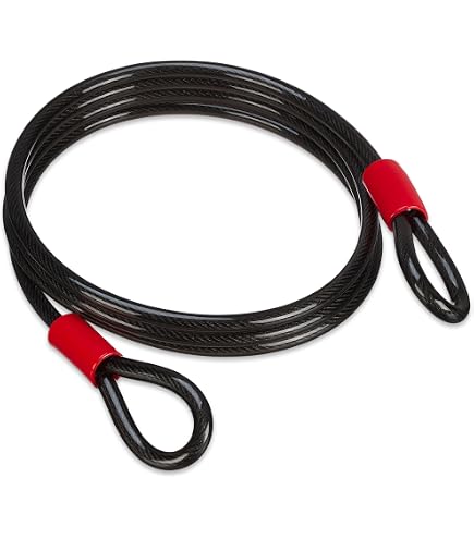 Produktbild von Stahlseil 5m Mit 2 Ösen – 12mm Dick, Kunststoffummantelt, Verzinkt, Wetterfest Für Gartenmöbel, Fahrrad, Moped & Boot