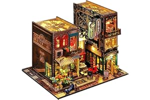 UINOFER Modellbausatz Erwachsene DIY Miniaturhaus Bausatz, Puppenhäuser Book Nook DIY Kit Mit Möbeln und LED Licht, 3D Diorama für Erwachsene Zum Bauen - ES09