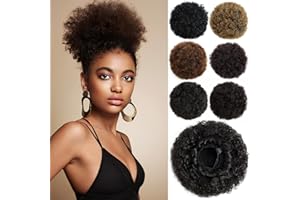YAMEL Afro Puff Drawstring Ponytail Large Bun Extensions Dark Natural Brown New Synthetic Updo Hair Pieces for Black Women