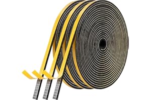 AiQInu Guarnizione Finestra Autoadesiva,3 Rotoli 6x3mm 15m Schiuma Nastro Paraspifferi Porta, Alta Densità Neoprene Adesivo Isolamento Nastro Sigillante per Anti Freddo, Rumore e Collisione