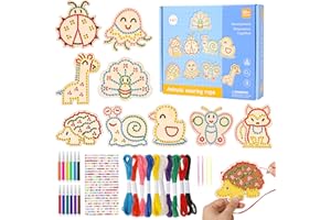 LTFIOON Nähset Kinder, Holz zum Basteln und Malen, Nähspaß für Kinder, Filztiere Nähen Set, Bastelset 3 4 5 6 Jahre, Kreatives Geschenke für Mädchen Junge