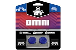 KontrolFreek Omni for Playstation 4 (PS4) and Playstation 5 (PS5) | Performance Thumbsticks | 2 Low-Rise Concave | Blue
