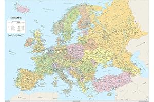 TIGER MOON Carte de l'Europe - Papier plastifié - Format A2 (42,0 x 59,4 cm)