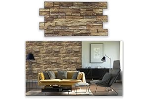 [Grace Baltic] - Paneles de pared 3D efecto madera - aspecto de piedra, revestimiento de espuma de poliestireno para sala de estar, cocina, baño, balcón, dormitorio (4.6 m2, ‎Marrón)