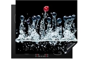 MUCHOWOW Protège-plaque à induction - Plaque Protection Vitrocéramique Induction - Vinyl - Baies - Eau - Noir - Fruit - Framboise - 60x52 cm - Couvre Plaque de Cuisson - Accessoires de Cuisine