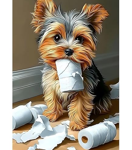GWYDYB DIY 5D Diamant Peinture Par Numéros Kits Yorkshire Terrier Point De Croix Strass Broderie Mosaïque Image Peintures Artisanat Cadeau Décor 30 × 40 Cm