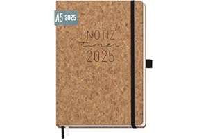 ‎HÄFFT Häfft® Wochen-Notiz-Kalender 2025 A5 "Kork" Buchkalender, Terminplaner Notiz-Timer, Wochenkalender, Organizer, Terminkalender mit Einstecktasche - nachhaltig & klimafreundlich