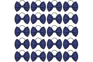 CWPFVQA Paquete De 20 Lazos Para El Cabello Azul Marino Con Lazo, Lazos Para El Cabello Para Niños, Accesorios Para El Cabello Para Niñas, Accesorios Para El Cabello Escolar