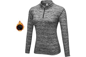 WOWENY Fleecepullover Damen 1/4 Zip Funktionsshirt Fleece warm Laufshirt Langarm mit Stehkragen, Atmungsaktive Langarmshirt Sportshirt Fitness Shirt Hoodies Outdoor Winter