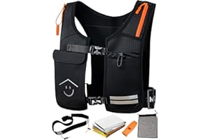 Chaleco Running Hombre Mujer con Kit Completo de Seguridad – Ligero, Sin Rebote y Cómodo, 7 Bolsillos, Transpirable y Reflectante para Carrera, Senderismo y Montaña