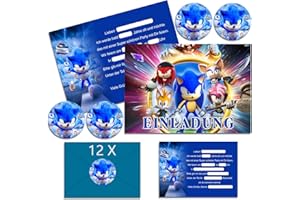 IRONIUM 12x Einladungskarten Kindergeburtstag Junge mit Umschlag Deutsch, Kindergeburtstags Party Einladungen, Cartoon Geburtstag Einladungskarten Set für Themed Party (A6) (B)