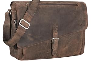STILORD 'Merlin' Sacoche d'Ordinateur en Cuir XL pour Homme et Femme Vintage Sac Bandoulière Serviette Étudiant Enseignant Sac à l'Épaule