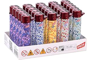 GENÉRICO Pack 25 Uds. Red Stripes Mechero Encendedor Redondo Recargable con Piedra recambiable Exclusivo de DISPAU