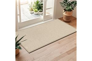 LEKEEPGO Fussmatte Innen 60 x 120 cm, rutschfest Fußmatte, waschbar Schmutzfangmatte, Dünn Türmatte Saugstarke Eingangsteppich, Sauberlaufmatte, Eingangsmatte für Innenbereich, Khaki