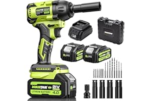 Robustrue Cordless Impact Wrench, 406Ft-lbs (550N.m) Brushless 1/2 inch Impact Wrench, 2800RPM High Torque Impact Gun, 2X 4.0Ah Battery, Charger & 4 Sockets, Electric Impact Wrench for Car Home