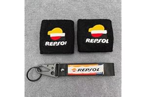 BINGYUAN Motorcycle 3D HRC Embroidery Logo Fluid Oil Front Rear Brake Clutch Reservoir Cup Cover Socks For CBR600RR CBR1000RR Repsol (Color : 01)