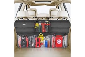 oasser Organizador Maletero Coche Organizador Coche Bolsa Maletero Coche para Furgoneta y Autocaravana 93x48x6.3cm 6 Bolsillos Tela Oxford 600D E6