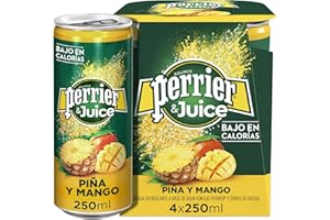Perrier Acqua minerale naturale con gas e succo - Perrier & Juice Ananas Mango 4 x 25 cl (4 x 250 ml)