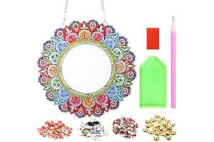 FEMBW 5D Diamond Painting Spiegel Bastelset Kinder,Diamond Painting Spiegel Mandala Kosmetikspiegel für Mädchen Geburtstagsgeschenk Spielzeug ab 5-12 Jahre