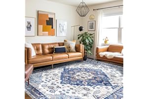 Vamcheer Alfombra Salon 240x340 - Tapete Vintage Lavable para Sala y Dormitorio, Alfombras de Habitacion, Azúl