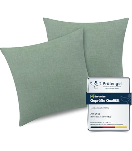 Federe Cuscino 40x40 Cm - Set Da 2 In Cotone Lavato, Verde Con Cerniera - Foto 7