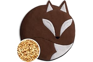 CUSCINO RISCALDABILE Leschi per la pancia, la schiena e la zona lombare/Per coliche dei neonati e il ciclo/Per microonde, con semi di grano/Cuscino termico per bambini/Luca la volpe, marrone nero