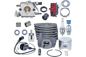Atunee 46mm Rodamiento de Manivela de Pistón Cilindro para Husqvarna 55 50 51 Motosierra con 55 carburador 268 Bobina de Encendido Junta de Silenciador Sello Aceite Descompresión Reemplazar 503609171