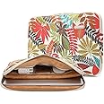 KAYOND Forest Series Pattern Water-resistant 14 inch Canvas laptop sleeve with pocket for 14 inch 14.1 inch laptop case Macbook Pro 15.4 A1707 A1990 (14-14.1 inch, white)