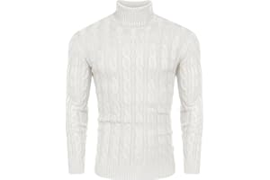 COOFANDY Herren Rollkragen Pullover Basic Strickpullover Zopfmuster Sweatershirt Männer Pullover Sweater Roll Neck Langarmshirt