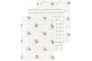 Meyco Baby Dot Stripe Ściereczki do prania, 3-częściowe (flanele, flanele dziecięce wykonane w 100% z bawełny, chłonne i szybkoschnące, wielofunkcyjne), piaskowe