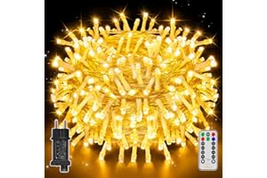 ‎OLLNY Ollny Lichterkette außen 20m 200LED, Lichterkette Weihnachtsbaum mit Fernbedienung und Timer, 8 Modi IP44 wasserdicht innen mit Stecker Weihnachten Hochzeit Party (Warmweiß)