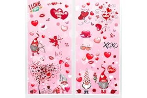 Mauts 9 Sheet Valentines Day Decor Window Clings, Valentines Day Decorations Supplies