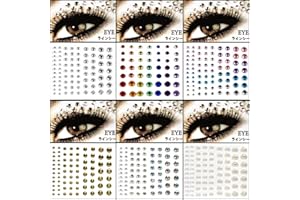 LVZONGXIN 6 Blatter Gesicht Glitzersteine Festival Accessoires Nagel Augen Halloween Schminke Glitzer Steine Selbstklebend Aufkleben Festival Zubehör Damen Must Haves Face gems Hairgems Make UP