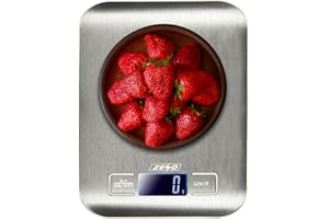 ZENO Kitchen Scales | Digital Food Scales | 1g/5kg Weight Grams and Oz for Baking and Cooking | Stainless Steel Professional Scale | Ideal for Calorie Counting | Electronic Scales with LCD Display