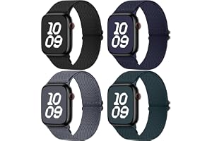 Fullmosa Klockarmband i 4-pack, vattentåliga, i nylon, kompatibla med Apple Watch, hållbara, töjbara, armband för iWatch-modellerna 10, 9, 8, 7, 6, 5, 4, 3, 2, 1, Ultra och SE