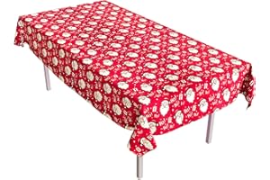 ICE TOYS Tovaglia Antimacchia con Motivo Babbo Natale sfondo rosso 230x140cm rettangolare (Natale 1, 230 x 140)
