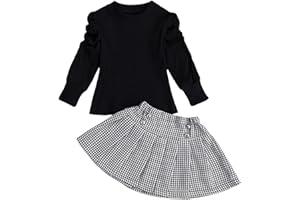ZZLBUF Toddler Kids Baby Girls Clothes Set Solid Color Turtleneck Knit Sweater Tops + Pleated Mini Skirt 2Pcs Outfits Set