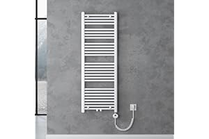 doporro Radiatore Piatto 140x50cm con Elemento Riscaldante 800W, Scaldasalviette da Bagno Termoarredo in Acciaio, Bianco, Riscaldamento Elettrico o ad Acqua Calda RHE