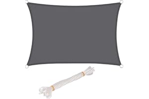 WOLTU Żagiel przeciwsłoneczny, prostokątny, 4 x 6 m, szary, wodoodporny, ochrona przed słońcem, poliester, ochrona przed wiatrem, ochrona przed promieniowaniem UV, do ogrodu, na taras, kemping